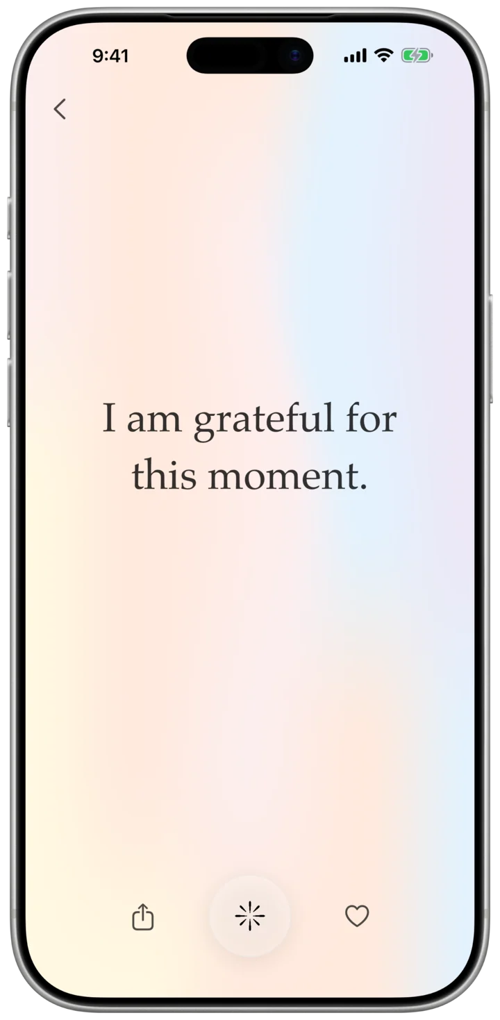 An affirmation in the Miretta app